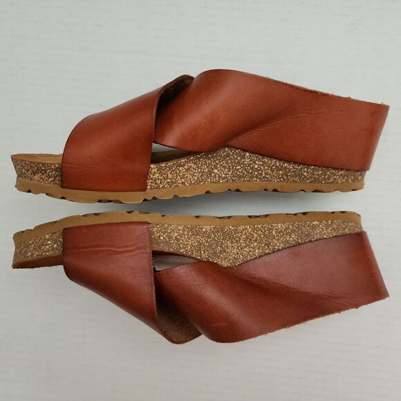 Yokono Spain Womens Candela Leather Cork Wedge Sandals Brown Vacation Size 9 - Picture 4 of 10
